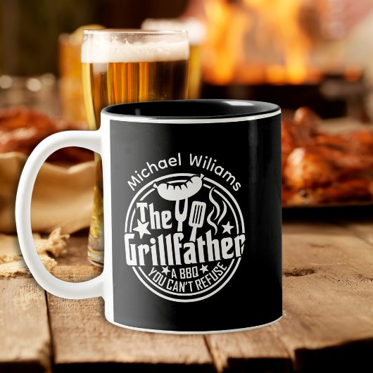 Schwarz-weißer Vater Personalisiert GRILLEN Grillv Zweifarbige Tasse
