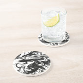 Schwarz-weißer verflüssigter Marmor Untersetzer (Seite)