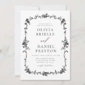 Schwarz-weißer Viktorianischer französischer QR-Co Einladung (Vorderseite)