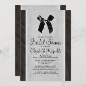 Schwarz-weißer Vintager Bogen-LeinenBrautparty Einladung (Vorne/Hinten)