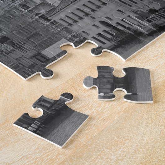 Schwarz-weißer Vintager Markusplatz Venedig Puzzle (Seite)