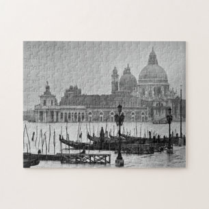 Schwarz-weißer Vintager Venedig-Kanal Puzzle