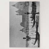 Schwarz-weißer Vintager Venedig-Kanal Puzzle (Vertikal)