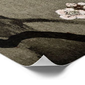 Schwarz-weißer Vollmond Cherry Blossom Art Collect Poster (Ecke)