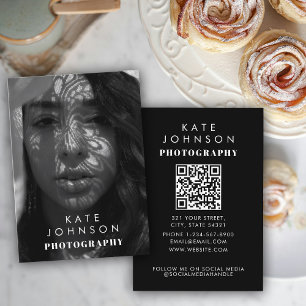 Schwarz-weißer vollständiger Foto QR-Code Soziale Visitenkarte
