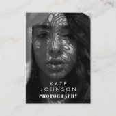 Schwarz-weißer vollständiger Foto QR-Code Soziale  Visitenkarte (Vorderseite)