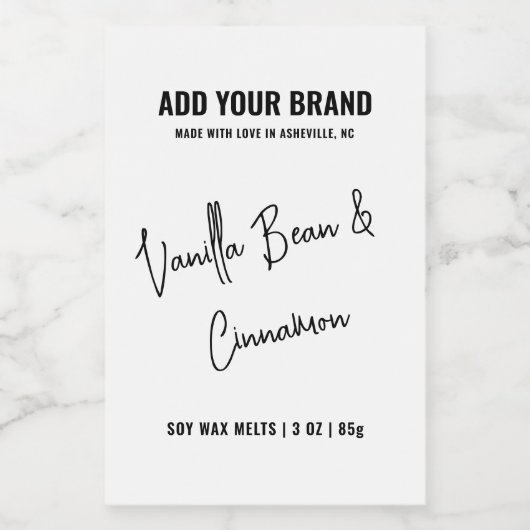 Schwarz-weißer Wachs Minimalistisch Modernes 3x2"- Lebensmitteletikett (Einzelnes Label)