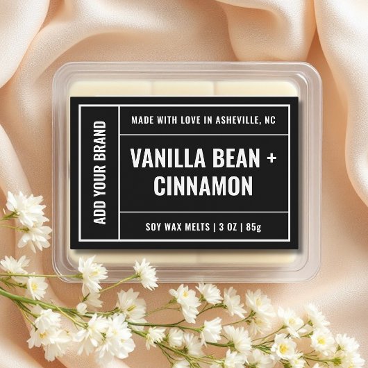 Schwarz-weißer Wachs Minimalistisch Modernes 3x2"- Lebensmitteletikett