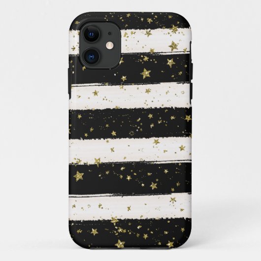 Schwarz-weißer Watercolor Stripes Case-Mate iPhone Hülle (Rückseite)