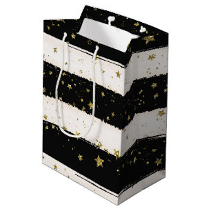 Schwarz-weißer Watercolor Stripes Mittlere Geschenktüte