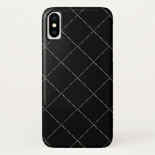 Schwarz-weißer Wavy Diamond Karo iPhone X Fall Case-Mate iPhone Hülle (Rückseite)