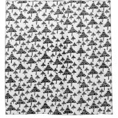 Schwarz-weißer Weihnachtsbaum Abstraktes Muster Duschvorhang (Vorderseite)