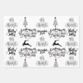 Schwarz-weißer Weihnachtsmann 3 Koordinierung Geschenkpapier Set (Vorderseite)