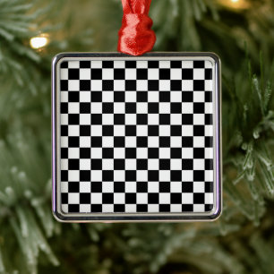 Schwarz-weißer Weihnachtsmarkt Ornament Aus Metall