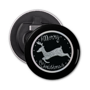 Schwarz-weißer Weihnachtsschnee Flaschenöffner