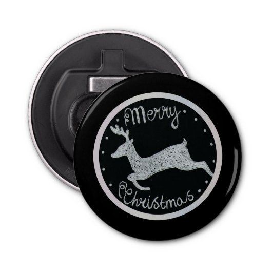 Schwarz-weißer Weihnachtsschnee Flaschenöffner (Vorderseite)