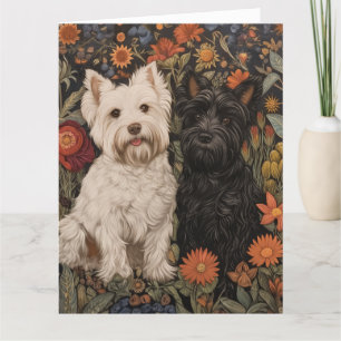 Schwarz-weißer Westie und Scottie im Vintage-Stil Dankeskarte