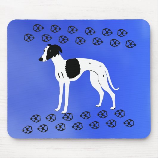 Schwarz-weißer Whippet-Hund Mousepad (Vorne)