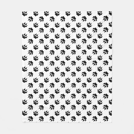 Schwarz-weißer Wolfspfote Fleecedecke (Vorderseite)