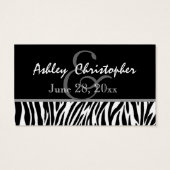 Schwarz-weißer Zebra-Gastgeschenk Hochzeit-Tag (Rückseite)