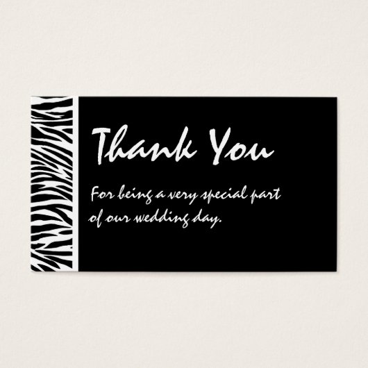 Schwarz-weißer Zebra-Gastgeschenk Hochzeit-Tag (Vorderseite)