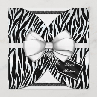 Schwarz-weißer Zebra laden Band u. Jeweled Bogen Einladung
