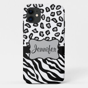 Schwarz-weißer Zebra Leopard Hautname Personalisi Case-Mate iPhone Hülle