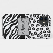 Schwarz-weißer Zebra Leopard Hautname Personalisie Case-Mate iPhone Hülle (Rückseite (Horizontal))