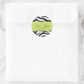 Schwarz-weißer Zebra, Monogramm-Aufkleber Runder Aufkleber (Tasche)