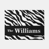 Schwarz-weißer Zebra-Skin-Muster Name Personalisie Fußmatte (Vorderseite)
