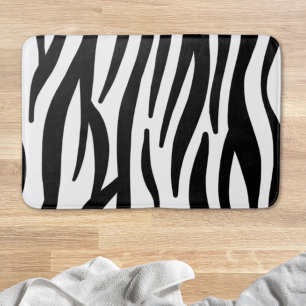 Schwarz-weißer Zebradruck in mädchenhaftem Stil Badematte