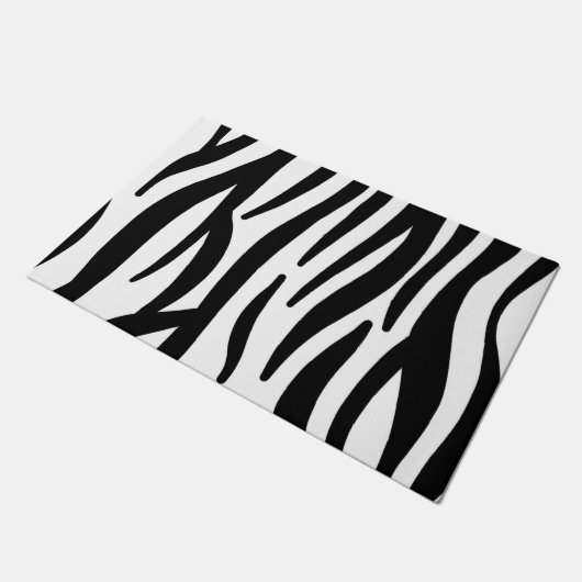 Schwarz-weißer Zebradruck in mädchenhaftem Stil Fußmatte (Schrägansicht)
