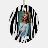 Schwarz-weißer Zebradruck in mädchenhaftem Stil Keramik Ornament (Rechts)