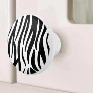 Schwarz-weißer Zebradruck in mädchenhaftem Stil Keramikknauf