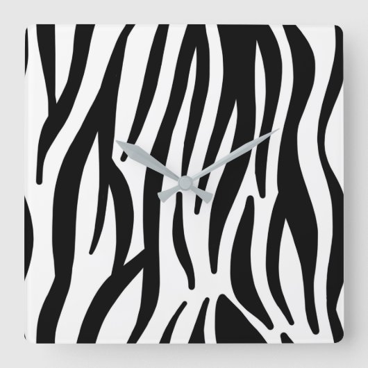 Schwarz-weißer Zebradruck in mädchenhaftem Stil Quadratische Wanduhr (Vorderseite)