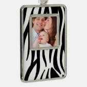 Schwarz-weißer Zebradruck in mädchenhaftem Stil Rahmen-Ornament Silber (Rechts)