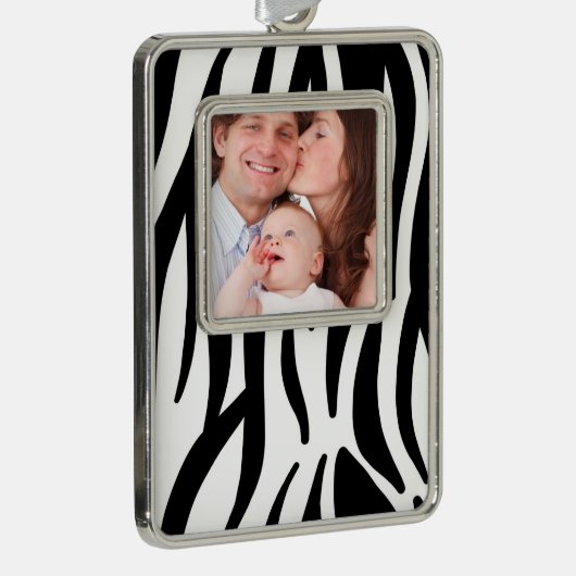 Schwarz-weißer Zebradruck in mädchenhaftem Stil Rahmen-Ornament Silber (Rechts)