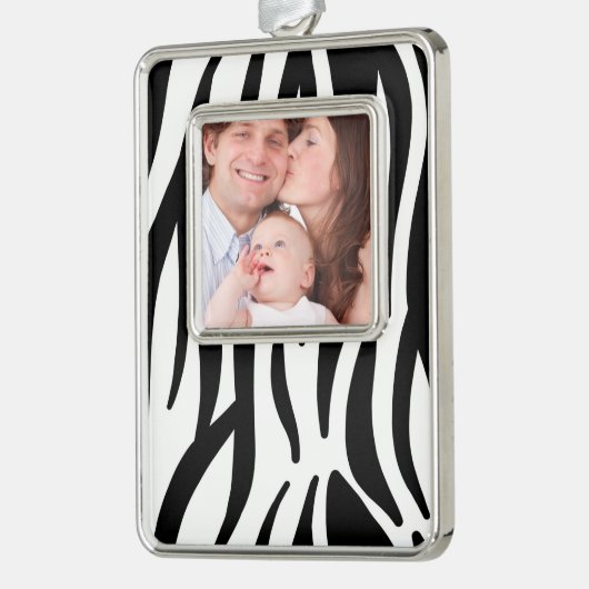 Schwarz-weißer Zebradruck in mädchenhaftem Stil Rahmen-Ornament Silber (Links)