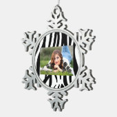 Schwarz-weißer Zebradruck in mädchenhaftem Stil Schneeflocken Zinn-Ornament (Rechts)