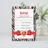 Schwarz-weißer Zebradruck und Hochzeit von Juwelen RSVP Karte (Stehend Vorderseite)