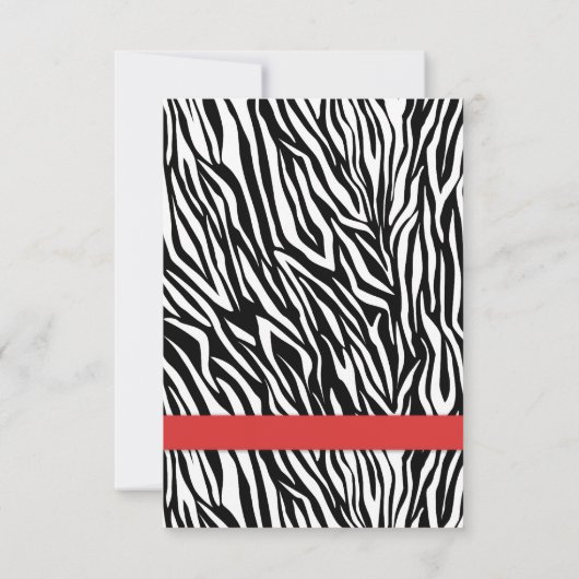 Schwarz-weißer Zebradruck und Hochzeit von Juwelen RSVP Karte (Rückseite)