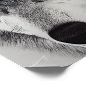 Schwarz-weißer Zeichn eines Wolfs Poster (Ecke)
