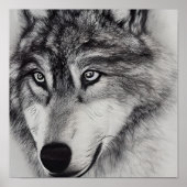 Schwarz-weißer Zeichn eines Wolfs Poster (Vorne)