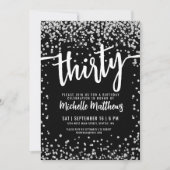Schwarz-weißes 30. Geburtstag Party Einladung (Vorderseite)