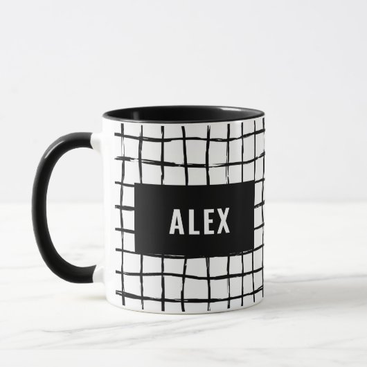Schwarz-weißes 4-Foto-Raster, modern, minimalistis Tasse (Links)