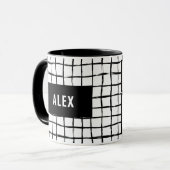 Schwarz-weißes 4-Foto-Raster, modern, minimalistis Tasse (Vorderseite Links)