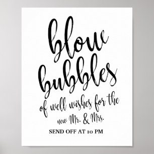 Schwarz-Weißes 8x10 Hochzeitsschild 'Bubbles Send Poster