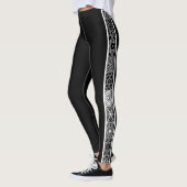 Schwarz-weißes abstraktes geometrisches Muster Leggings (Links)