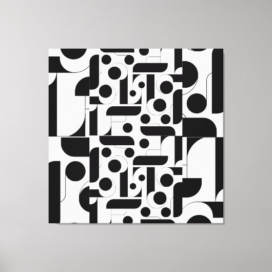 Schwarz-weißes abstraktes geometrisches Muster Leinwanddruck (Vorderseite)