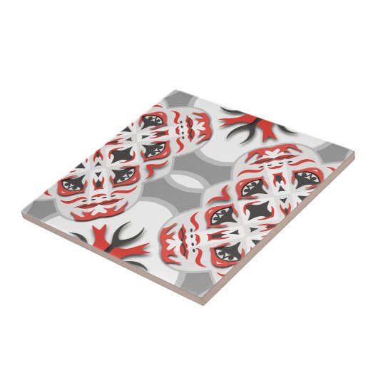 Schwarz-weißes Abstraktes Kaleidoskop Fliese (Seite)